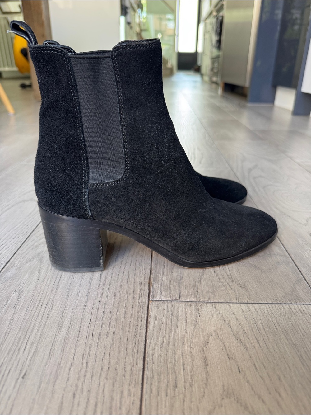 Banana Republic Black Suede Chelsea Ankle Boots